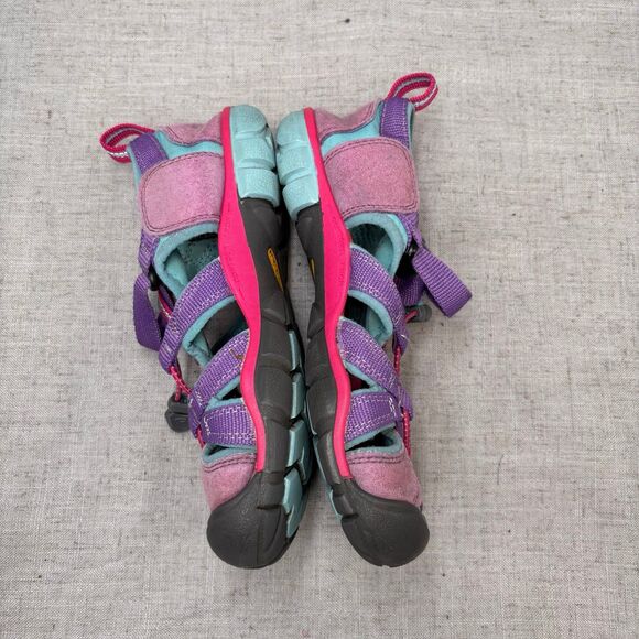 Keen Seacamp Sandals Purple Pink Leather Slip On Water Sandals Kids Size 3 - Picture 9 of 10